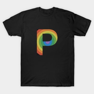 Retro Rainbow 'P' Sticker T-Shirt